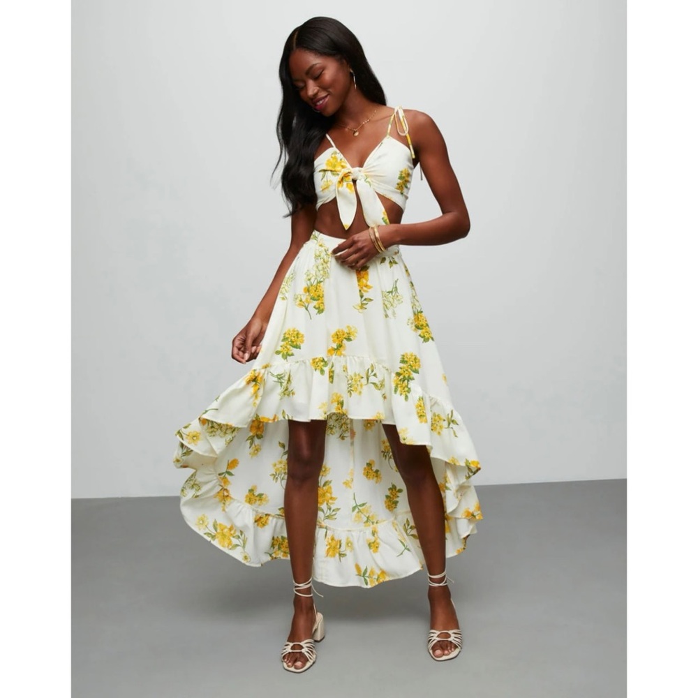 Vici Floral Tie Top and Maxi Skirt Set